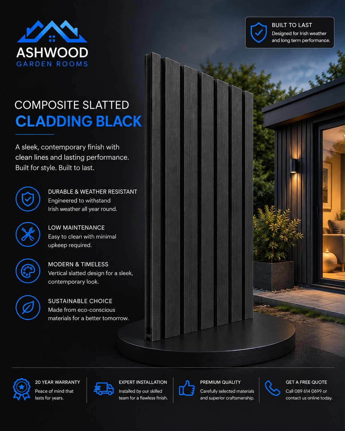 Composite Slatted Black cladding